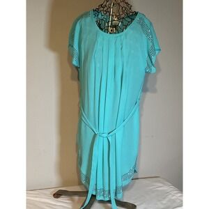 Body Central Turquoise Studded Pleated Shift Dress NWT Teal Blue Small 2460